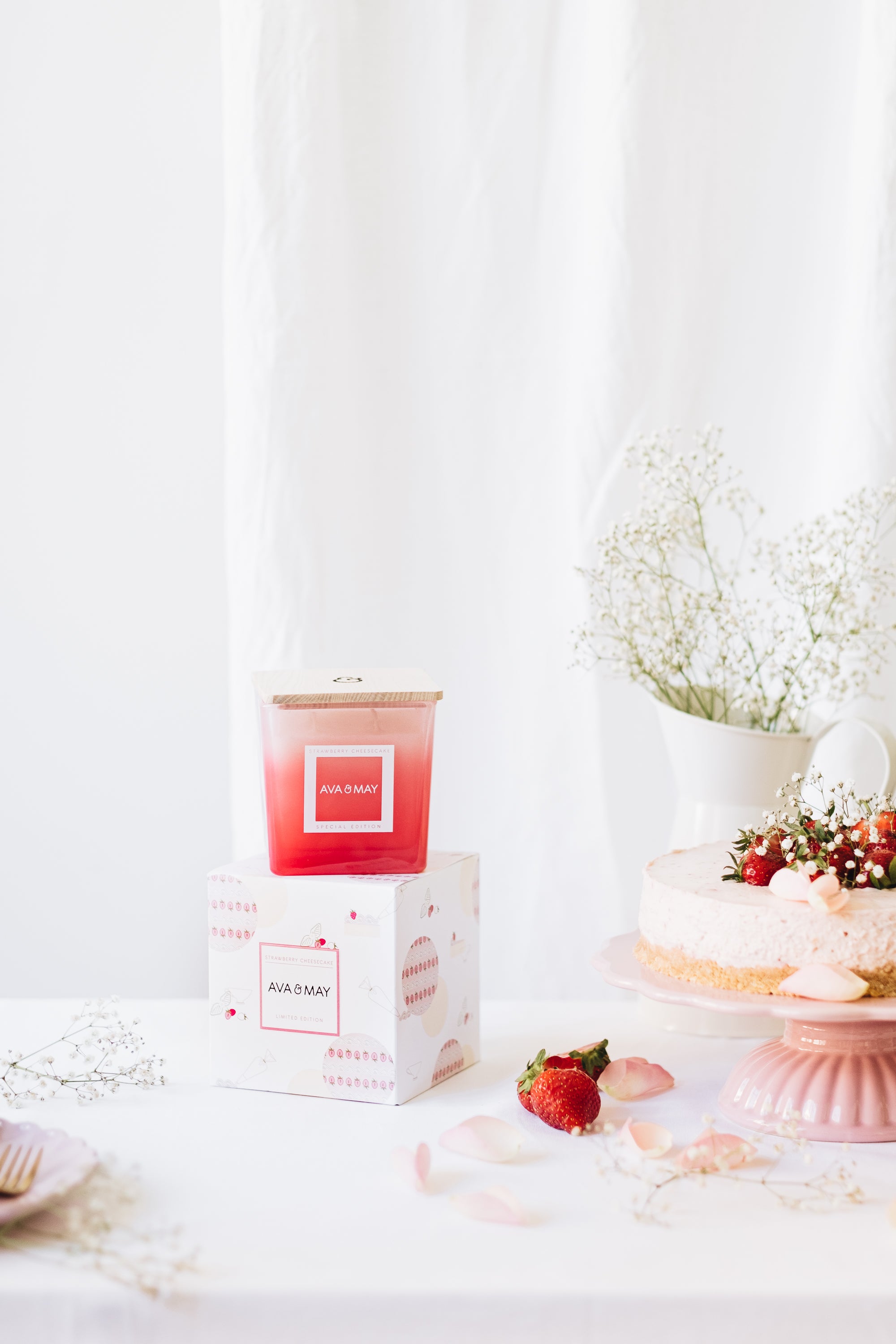 Candela profumata grande Cheesecake alla fragola