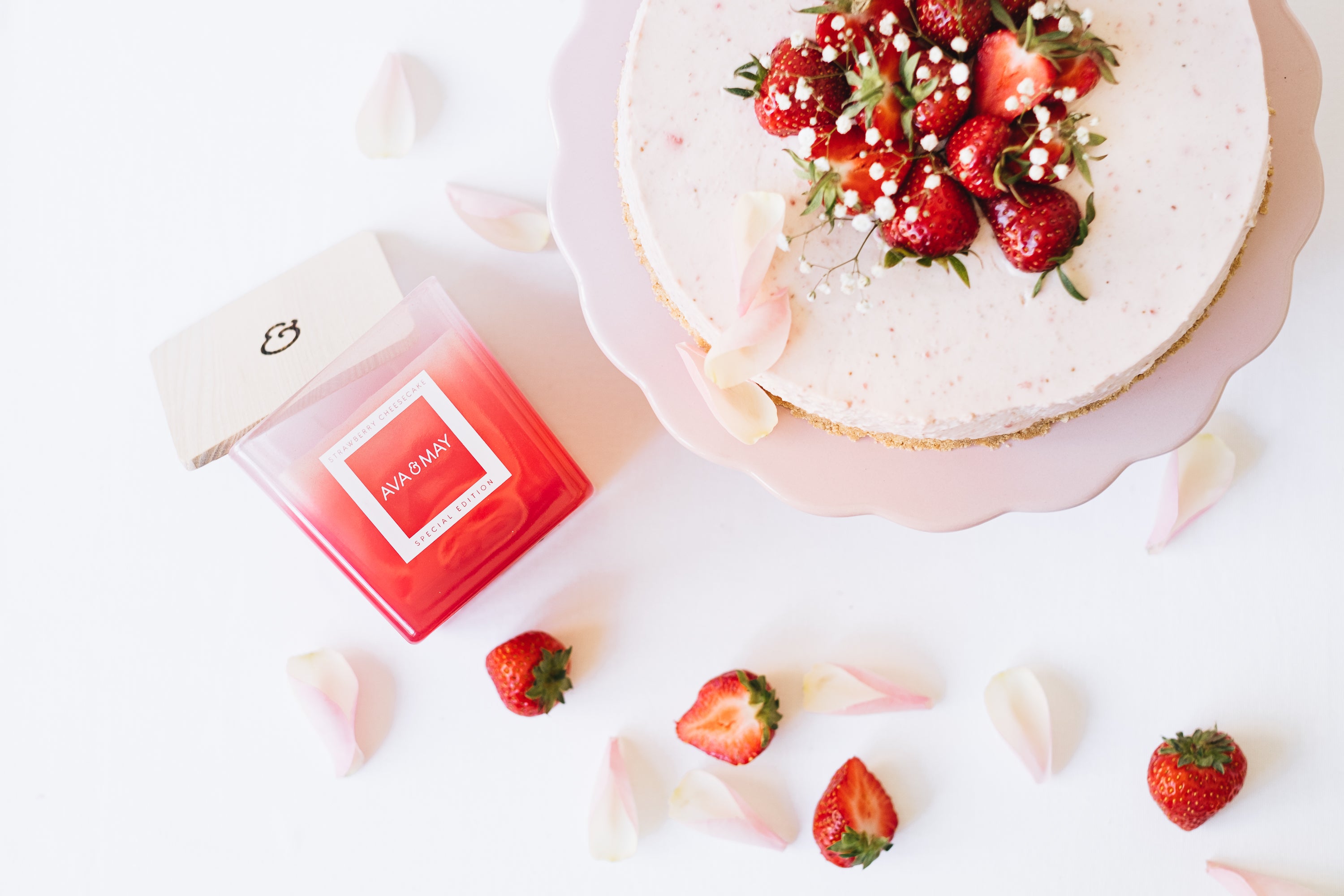 Candela profumata grande Cheesecake alla fragola