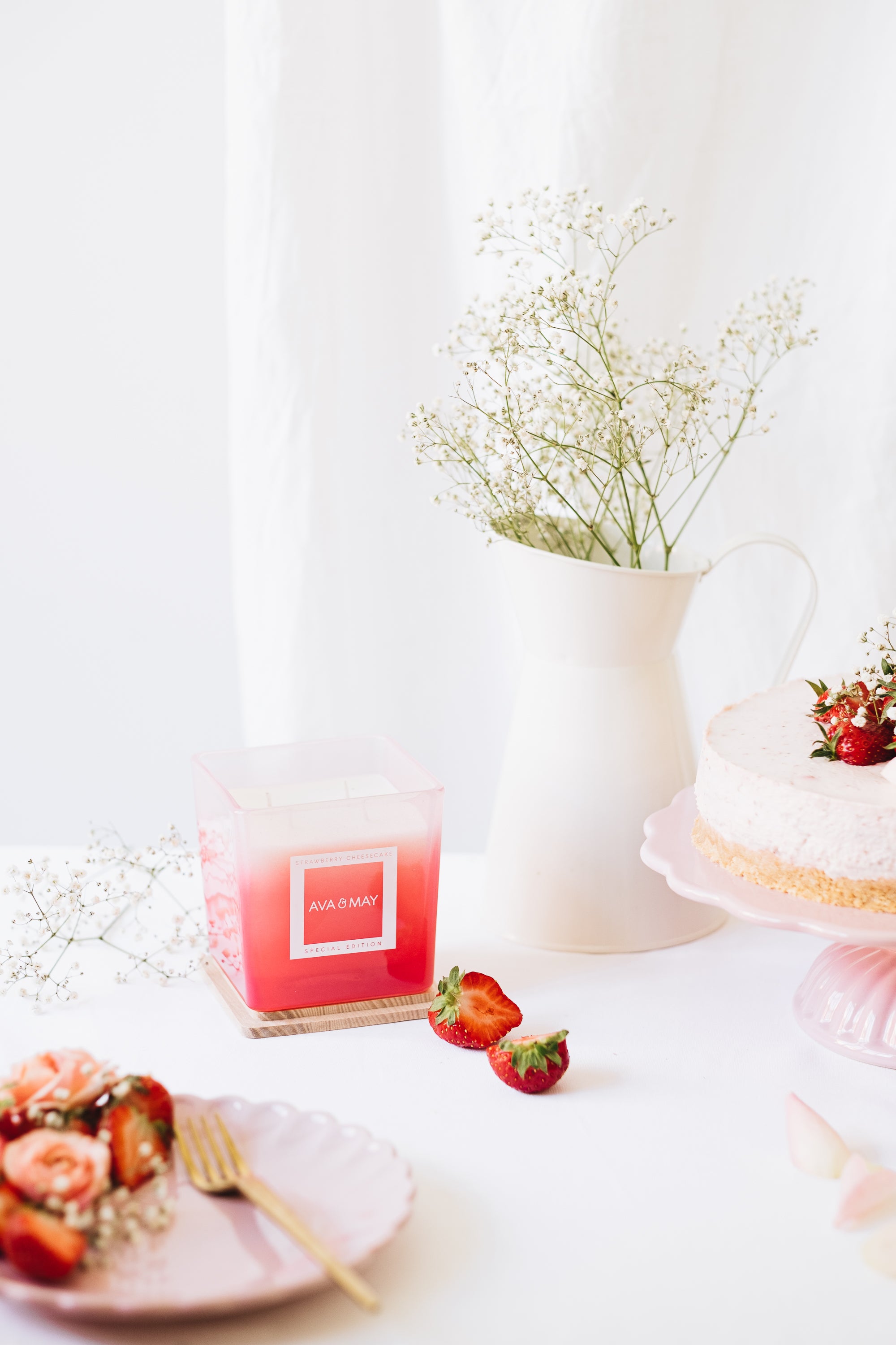 Candela profumata grande Cheesecake alla fragola