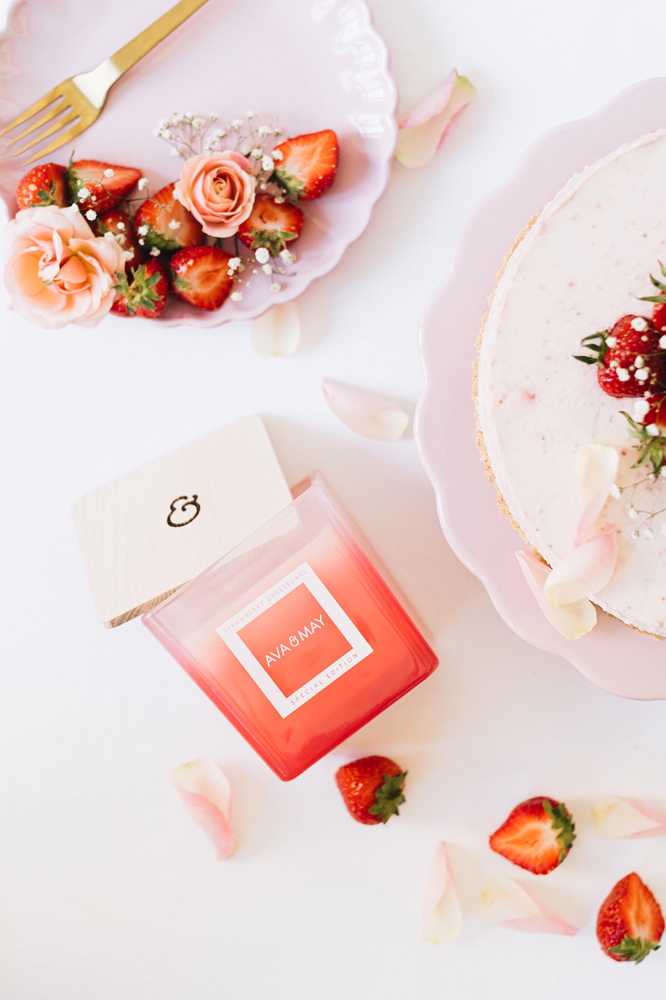 Candela profumata grande Cheesecake alla fragola