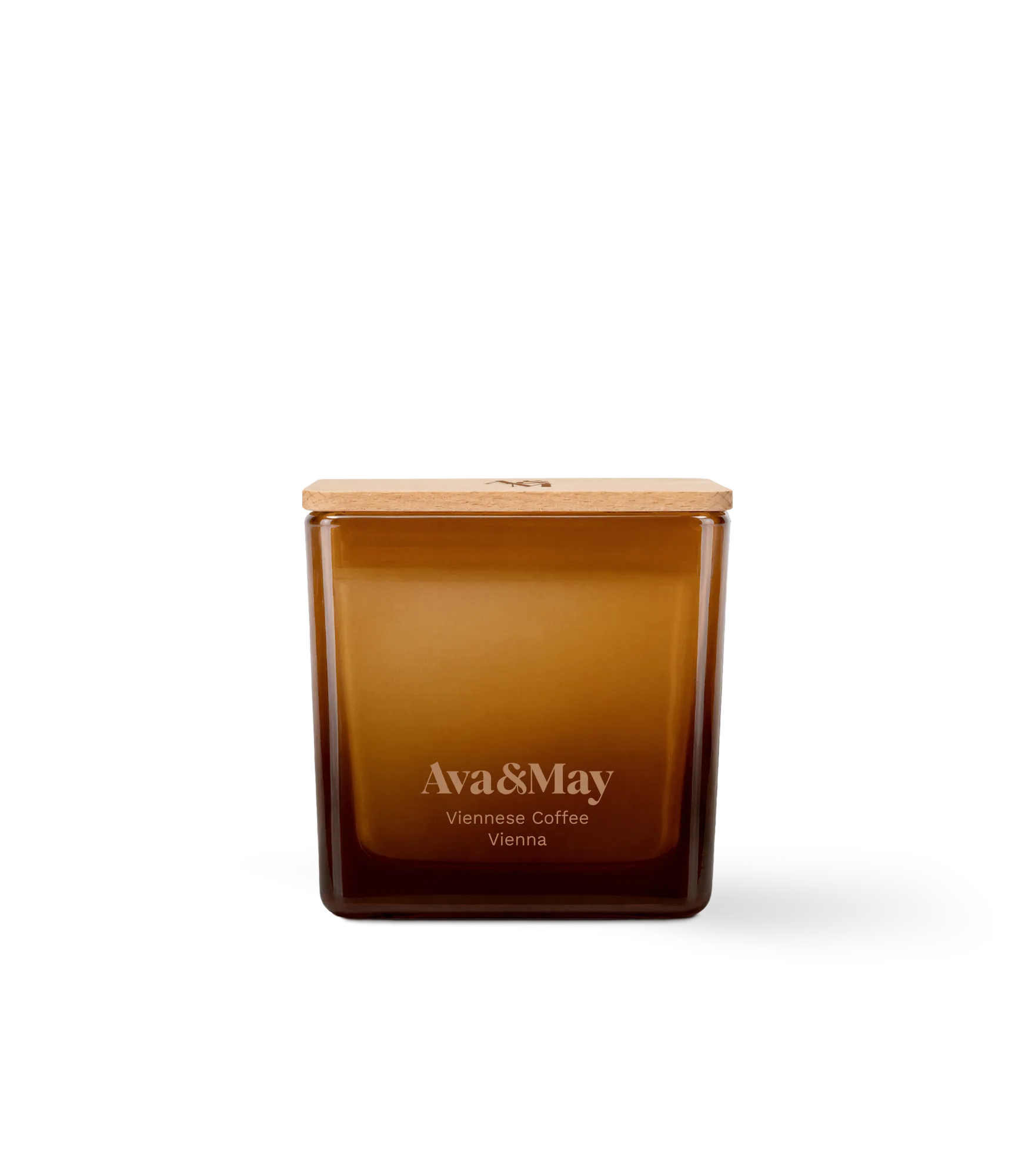 Candela Ava&May Viennese Coffee 220 grammi in vaso quadrato di vetro e coperchio di legno