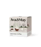 Scatola candela Ava&May Viennese Coffee 220 grammi con illustrazione della città di Vienna e attrazioni