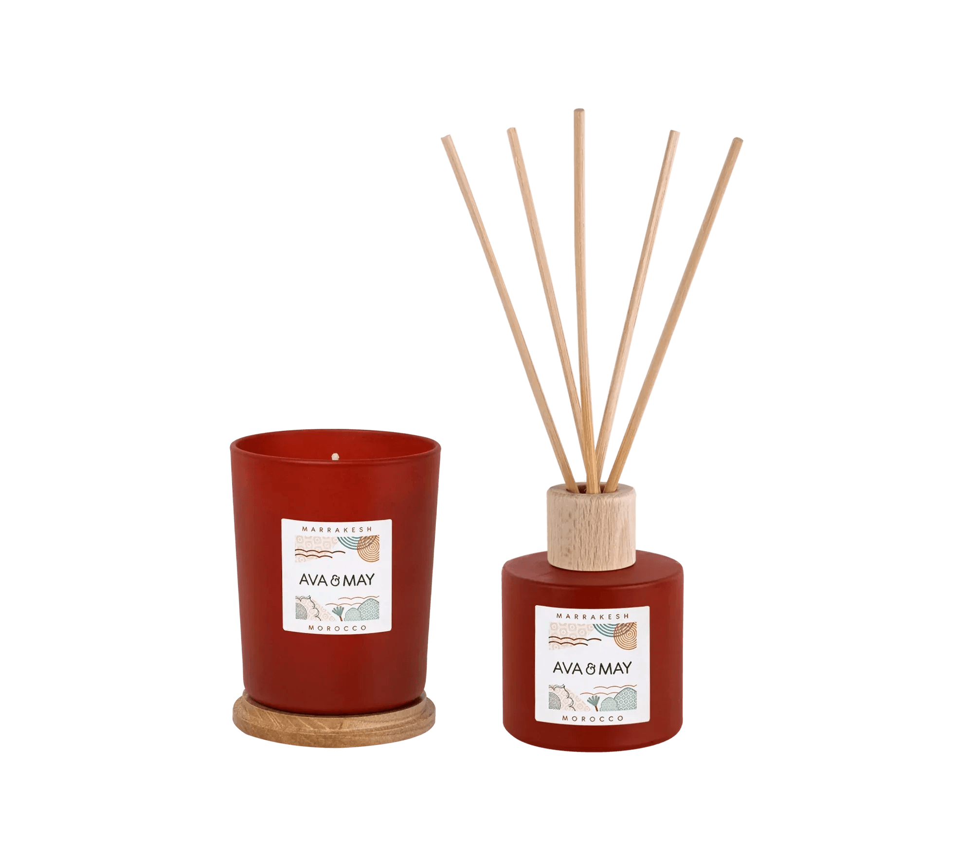 AVA & MAY Set Profumato Bahamas, Vegano: Diffusore 100ml E Candela 180g, Fragranza Cocco, Monoi E Vaniglia